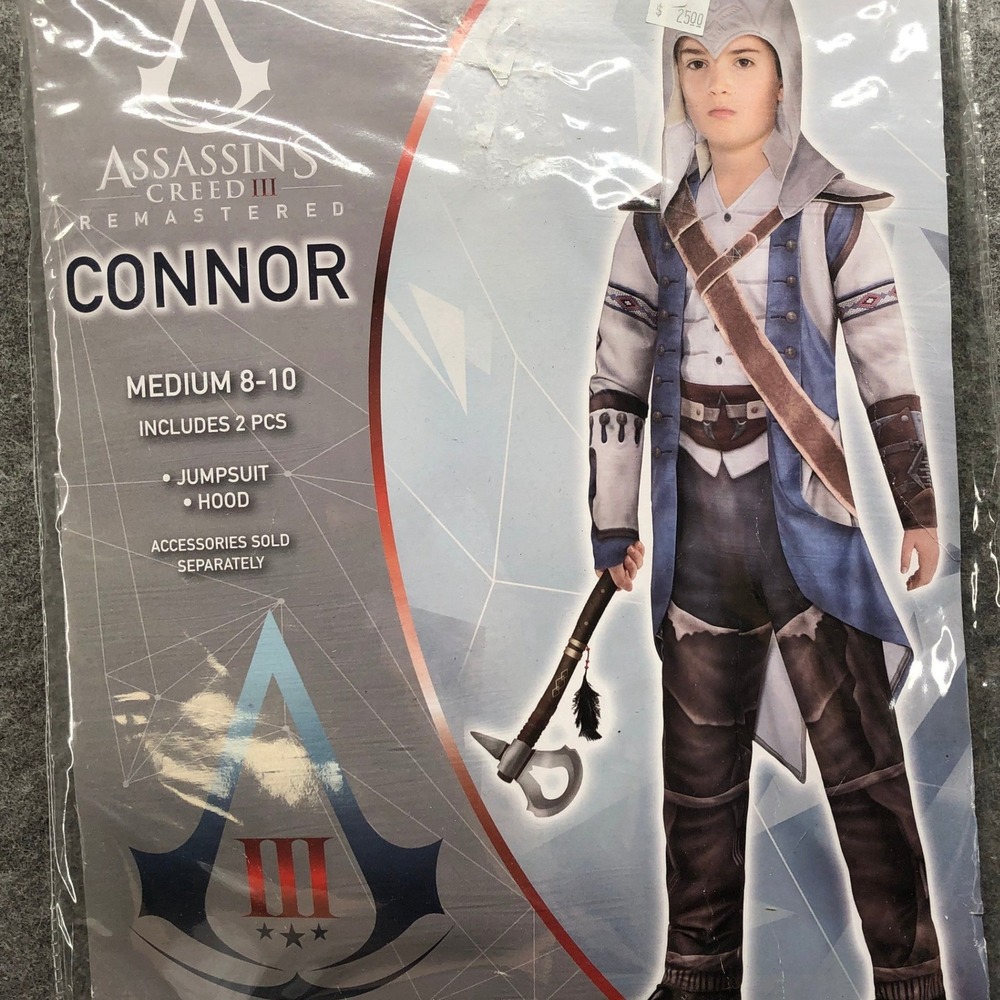 Assassin's Creed III Remastered Connor Boys Costume Medium 8-10 Blue White Gray